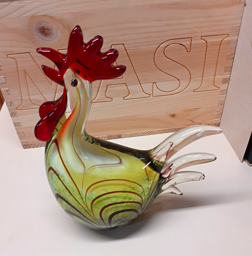 Glas dekofigur hahn mehrfarbig - glas,