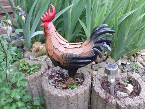 Hahn metallfigur groß 42cm - metallfigur,