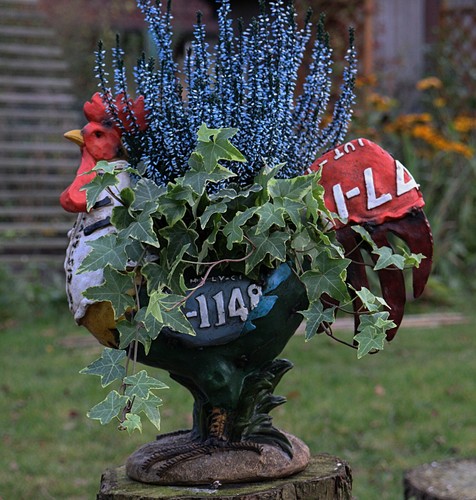 Gartenfigur tier hahn huhn - gartenfigur,