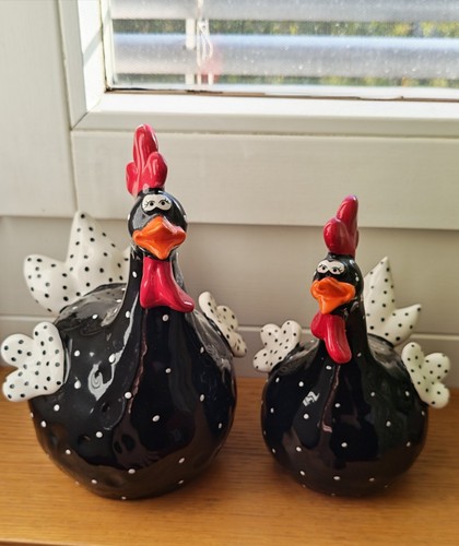 2er set keramik deko - set, hühner