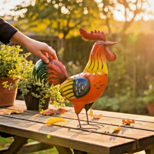 Hahn gartenfigur 50cm - hahn,
