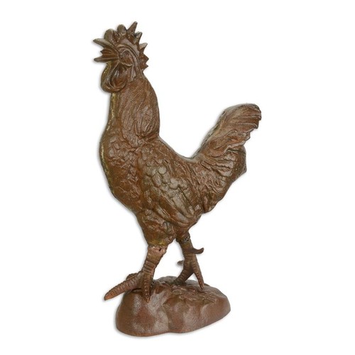 Braune gusseisenfigur hahn - gusseisenfigur,