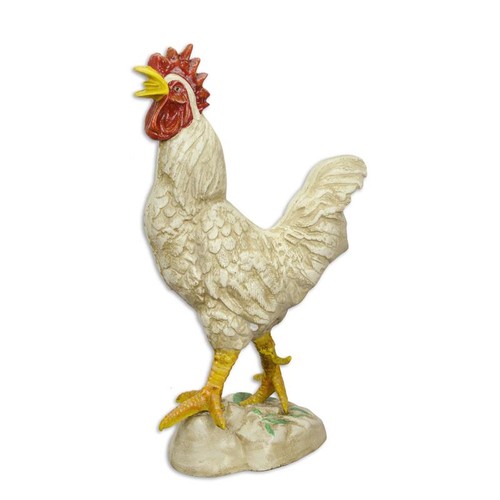 Weiße gusseisenfigur hahn - weiße,