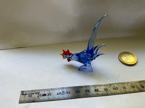 Glasfigur hahn blau - glasfigur,, blau,