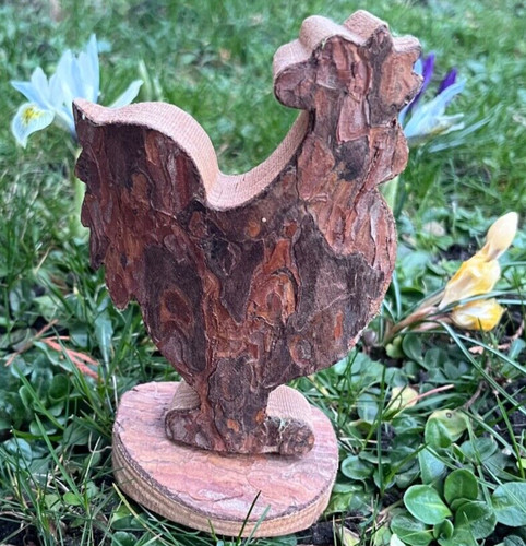 Deko hahn aus holz - deko,