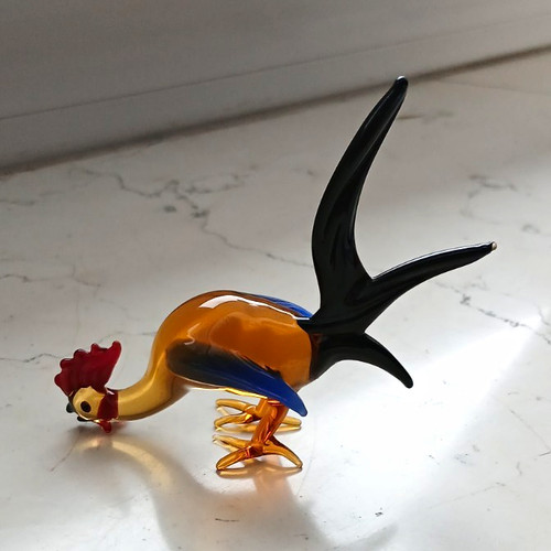 Glasfigur hahn mehrfarbig - glasfigur,