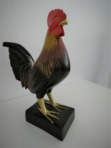 Deko hahn aus massivholz - hahn,
