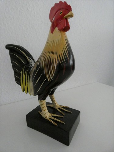 Deko hahn aus massivholz - hahn,