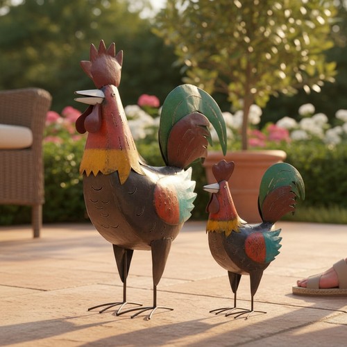 Hahn huhn gartenfigur metall - hahn, &